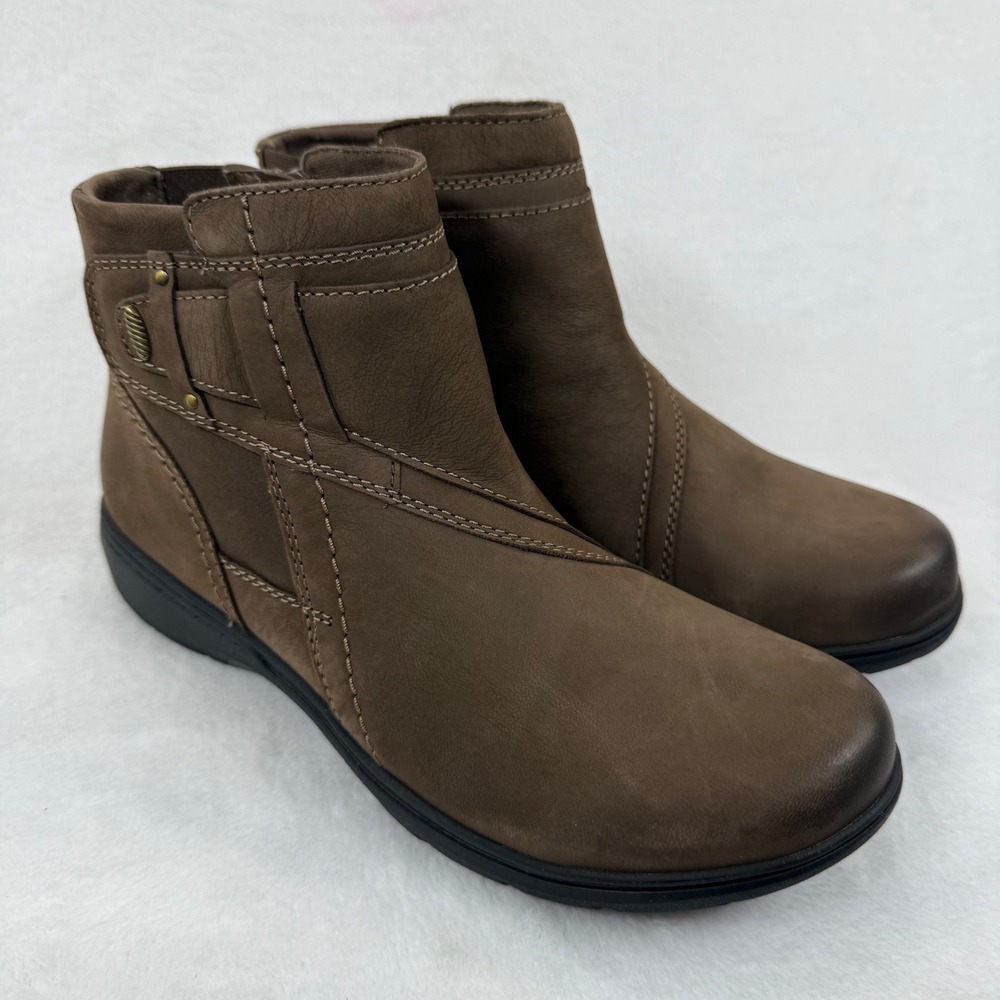 Clarks Collection Carleigh‎ Brown Leather Ankle Boots Comfort Shoes Size 9.5M
